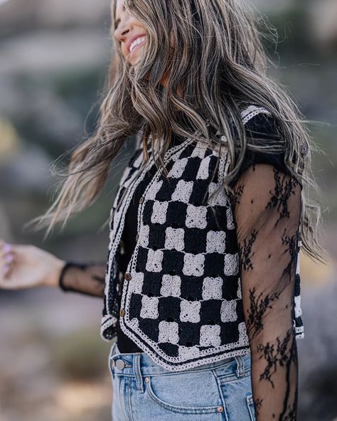 BACK IN STOCK! 🤩 Our crochet checkered vest from our collection with @alyssakatejohnson sold out SO FAST—we had no choice but to bring it back!! Tap to shoppp Checkered Vest Outfits, Checker Vest Outfit, Crochet Checkered Vest, Checkered Vest, Crochet Checkered, Checker Vest, Vest Outfit, Bring It Back, Random Ideas