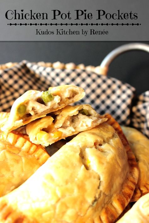 Chicken Pot Pie Recipe Chicken Pot Pie Pockets, Pot Pie Pockets, Rotisserie Chicken Recipes Healthy, Leftover Chicken Recipes Easy, Pie Pockets, Hawaiian Chicken Recipes, Chicken Pot Pie Filling, Homemade Pie Crust, Chicken Pot Pie Recipe