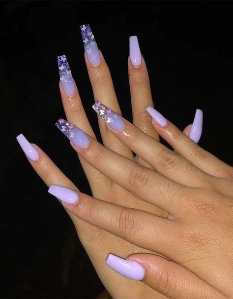 Rounded Acrylic Nails, Nails After Acrylics, Acrylics Nails, Purple Acrylic Nails, Lilac Nails, Purple Nail Designs, Pretty Nail Art Designs, Glamorous Nails, Unique Acrylic Nails