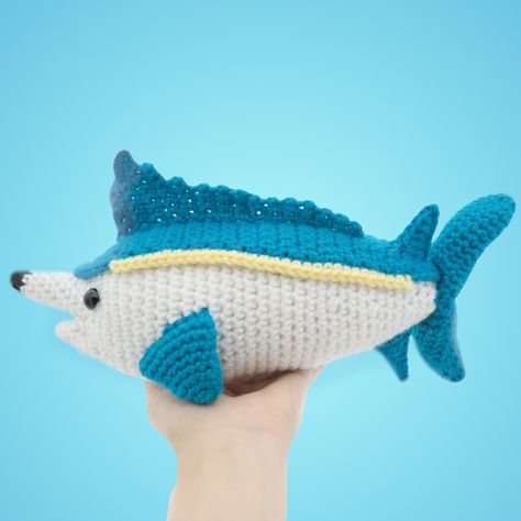 Marlin Fish Amigurumi - Free Crochet Pattern - StringyDingDing Crochet Fish Pattern Free, Crochet Ocean Animals, Amigurumi Fish, Crochet Fish Patterns, Amigurumi Bee, Pike Fish, Marlin Fish, Free Amigurumi Crochet Patterns, Fish Pillow