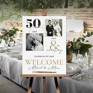 Generic 50th Anniversary Welcome Sign, Celebrating 50 Years, Photo Anniversary Welcome, Golden Anniversary Sign Greenery, Wedding Anniversary Decorations, 50th Party Decorations, Wedding Welcome Sign 50th Party Decorations, Anniversary Welcome Sign, 50th Wedding Anniversary Party Ideas, 51st Anniversary, Wedding Anniversary Party Ideas, 50 Wedding Anniversary, Wedding Foam Board, 50th Year Wedding Anniversary, 50th Wedding Anniversary Decorations