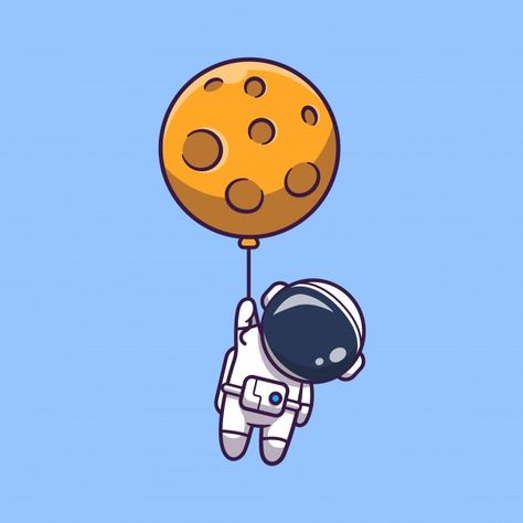 Astronaut floating with moon icon illust... | Premium Vector #Freepik #vector #icon #character #cartoon #cute Moon Icon, Premium Vector, The Sky, Floating, Science, Moon