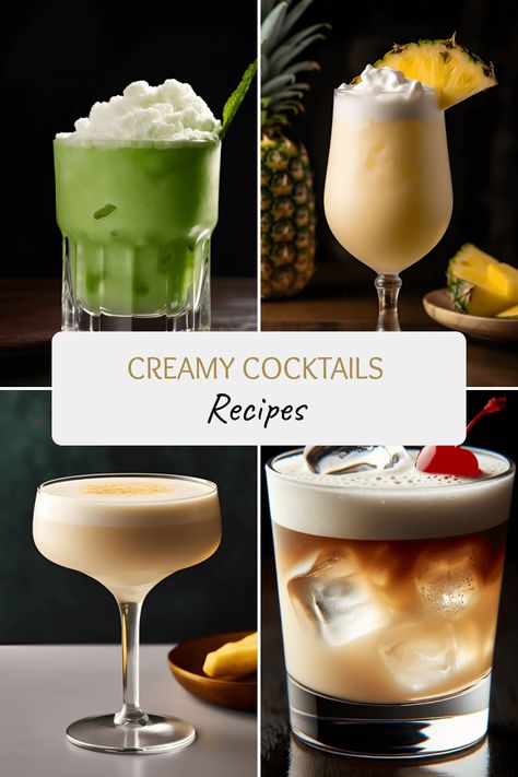 Discover delightful cream cocktail recipes like White Russian, Eggnog, Almond Joy, and more. Indulge in the rich and smooth flavors! Heavy Cream Cocktails, Eggnog White Russian Cocktails, Coconut Cream Cocktail, Coconut Rum White Russian, Cocktails With Coconut Cream, Bourbon Eggnog White Russian, White Chocolate Liqueur Cocktails, Almond Cocktails, Colorado Bulldog