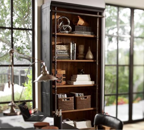 Barn Bookshelf, Pottery Barn Bookshelf, Pottery Barn Bookcase, Bookcase Ladder, Reclaimed Wood Bookcase, Beadboard Paneling, Bookcase With Drawers, Ladder Bookshelf, Bookcase Design