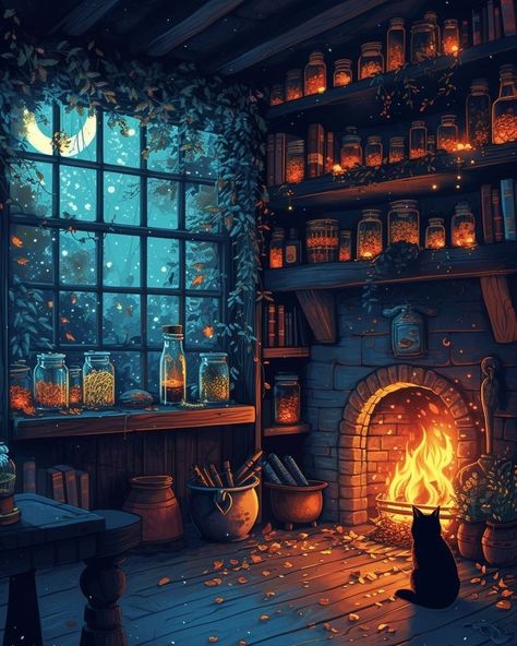 Cluttered Interior, Fantasy Cottage Interior, Witch Cottage Interior, Haunted Houses In America, Witch's Cottage, Witches Cottage, Fantasy Cottage, Baba Jaga, Witch Room