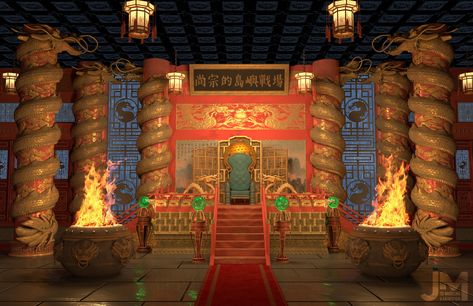 ArtStation - Shang Tsung's Throne Room (Traditional Redesign), Justin McCollum Traditional Chinese Architecture, Korean Architecture, Concept Art Tutorial, Throne Room, Chinese Architecture, The Arena, Japanese Architecture, Ancient China, Environment Design