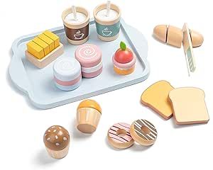 Western Breakfast, Complete Breakfast, Wooden Kitchen Set, Toy Kitchen Accessories, Wooden Play Food, Pretend Kitchen, Toy Kitchen Set, Party Cooking, Play Food Set