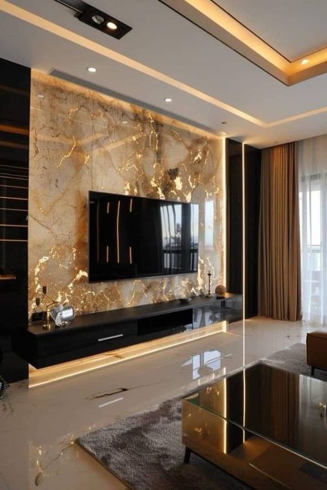 Bad Background, Tv Wall Design Luxury, Caribbean House, Lcd Unit, Luxury Tv Wall, Tv Wall Decor Ideas, House Interior Design Styles, Latest Living Room Designs, Bedroom Interior Design Luxury