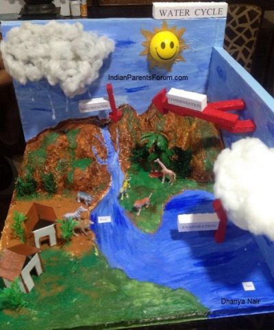 Jumbo Water Cycle Diorama / Ellison Water Cycle Model, Water Cycle Experiment, Water Cycle Project, Geography Project, School Science Projects, Model School, Water Projects, Science Projects For Kids, Water Cycle