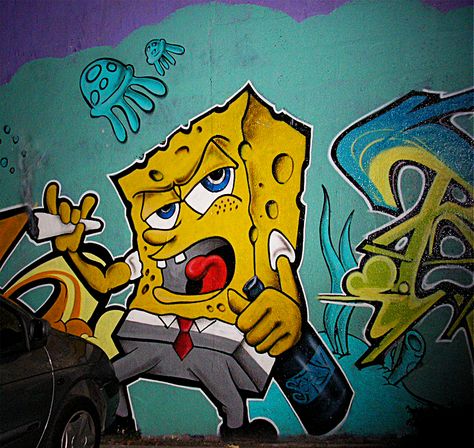 Graffiti from La Rochelle Spongebob Graffiti Art, Graffiti Spongebob, Guitar Sketch, Abc Letters, Graffiti Cartoons, Disney Sketches, Sponge Bob, Street Graffiti, Lego Architecture