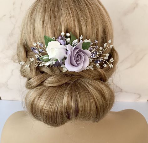 Lavender Headpiece, Brides Hair Accessories, Light Purple Wedding, Flower Girl Hair Accessories, Lavender Bridesmaid, Brides Hair, Floral Hair Pieces, Vision Bored, Floral Comb