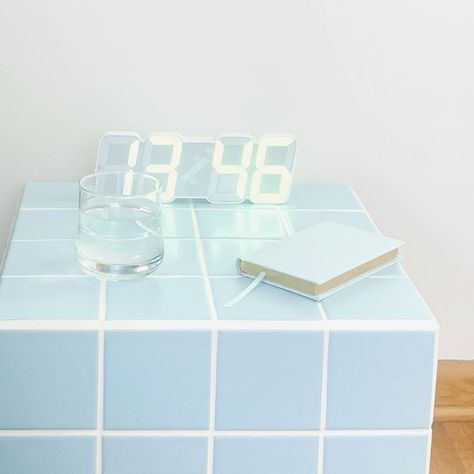 Tiled Cube, Danish Pastel Decor, White Grout, Cube Side Table, Star Tile, Cube Table, Tile Table, Retro Kunst, Inspired Furniture