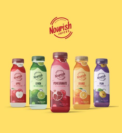 Nourish Juices – Packaging Of The World Fruit Juice Brands, Fruit Juice Packaging, Juice Logo, Kids Juice, Juice Branding, Drinks Packaging Design, Fruit Packaging, Juice Packaging, Jar Packaging