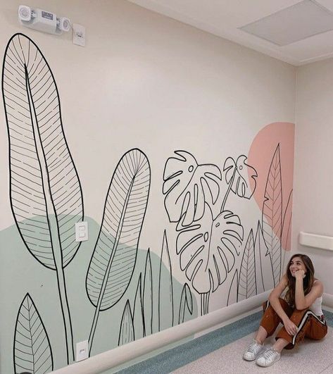 Floral Wall Mural Painting, House Wall Paint, Wall Painting Ideas Bedroom Unique, Flower Wall Painting, Home Wall Painting, Wall Murals Diy, Creative Wall Painting, Wall Art Diy Paint, Diy Wall Painting