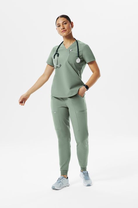 Sage & Marbled Sage are exclusive color drops. Get yours before they sell out and are gone for good!​ Dentist Office Design, Medical Scrubs Outfit, Green Scrubs, Mink Colour, Back To School Fits, Scrubs Outfit, Clinic Interior Design, Dark Sage, Medical Outfit