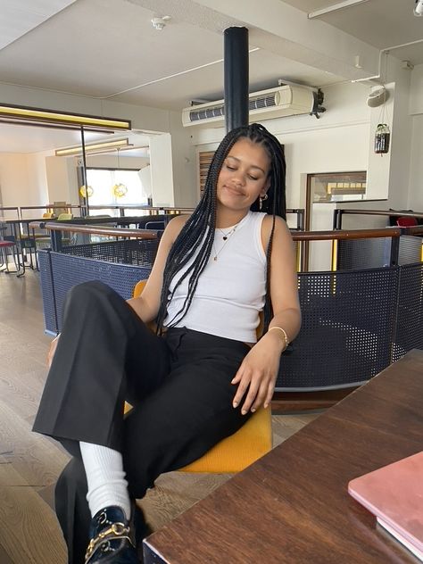 ig: @shemayra | outfit inspo aesthetic london fashion amsterdam boxbraids summer gucci loafers Gucci Loafers Outfit Summer, Loafers Outfit Summer, Gucci Loafers Outfit, Outfit Inspo Aesthetic, Aesthetic London, Loafers Outfit, Denim Outfits, Gucci Loafers, You Go Girl