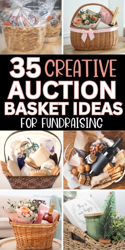 Awesome auction basket Ideas for fundraising raffles! Auction basket themes, fundraiser baskets, raffle baskets, silent auction baskets. Raffle gift basket ideas that make money for your charity, organization, school fundraiser, gala event, church or work event. Auction basket ideas fundraising awesome, silent auction gift basket ideas fundraising unique, silent auction gift basket ideas, school raffle basket ideas fundraising, beach summer fun golf baking garden gift card family game night. Auction Gift Basket Ideas Fundraising, Raffle Basket Ideas Fundraising, Auction Basket Themes, Auction Basket Ideas, Raffle Basket Ideas, Basket Themes, Silent Auction Gift Basket Ideas, Diy Gift Basket Ideas, Basket Theme