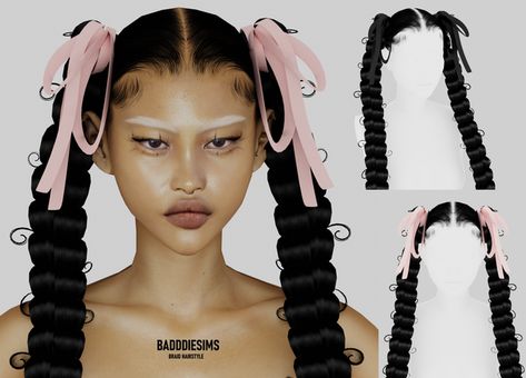 BRAID HAIRSTYLE | Patreon Sims 4 Black Hair Cc, Afro Hair Sims 4 Cc, Sims 4 Afro Hair, Sims 4 Cc Eyes, Sims 4 Tsr, Braids Cornrows, Sims 4 Black Hair, Sims 4 Anime, Afro Curls