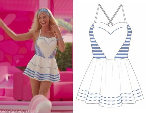 Barbie: Barbie’s Blue and White Heart Dress Barbie Blue Outfit, Barbie Blue Dress, White Heart Dress, Blue Dresss, Wild Pansy, Blue And White Outfits, Blue Dress Outfits, Inspired Clothes, Barbie Inspired