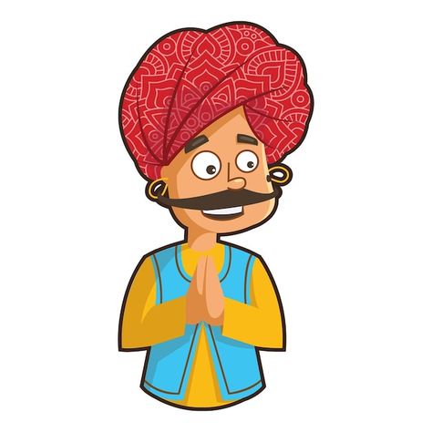 Vector illustration of rajasthani man wi... | Premium Vector #Freepik #vector #indian-people #indian-character #happy-character #india-people Indian Character Illustration, Indian Illustration Character, Rajasthani Art Design, Rajasthan Illustration, Indian Cartoon Characters, Rajasthani Theme, Aari Drawing, Indian Character, Gym Boys