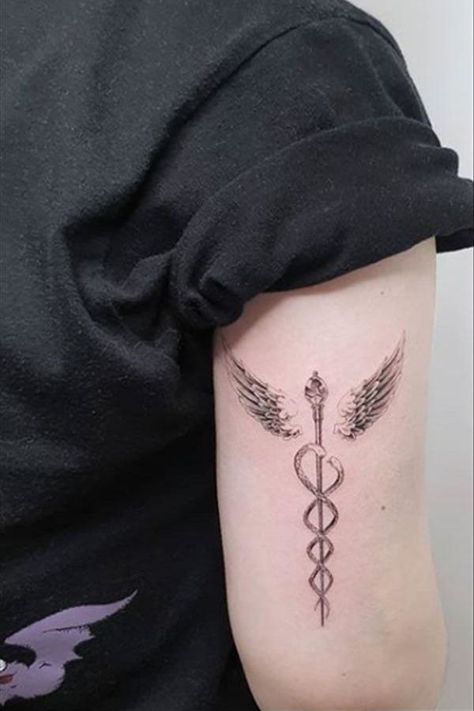 Medic Alert Tattoo Ideas, Medical Sign Tattoo, Medicine Related Tattoos, Medical Staff Tattoo, Ems Tattoos For Women, Paramedic Tattoo For Women, Cadeusus Tattoo, Combat Medic Tattoo, Medical Tattoos For Women