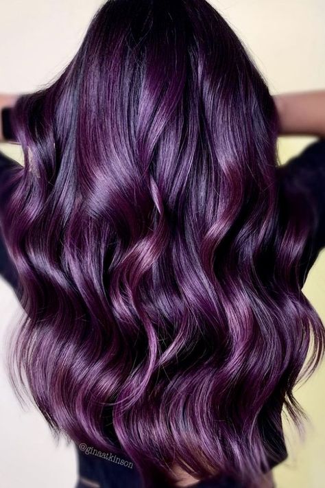 Purple Hair Color Ideas, Violet Hair Colors, Purple Hair Color, Dark Purple Hair, Dyed Hair Purple, Plum Hair, Beauty Hair Color, Violet Hair, Gorgeous Hair Color