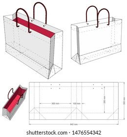 Shopping Bag (Internal measurement 30x 25 + 10cm) and Die-cut Pattern. The .eps file is full scale and fully functional. Prepared for real cardboard production. Mini Designer Bags, Shoping Bag, Seni Resin, Shopping Bag Design, Paper Bag Design, Packaging Template Design, Delivery Bag, Packaging Template, Cool Paper Crafts