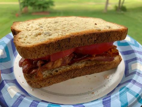 Bacon, Tomato and Mayonnaise Sandwich Toasted Tomato, Fried Sandwich, Mayonnaise Sandwich, Toast Bacon, Mayo Sandwich, Tomatoes On Toast, Summer Sandwiches, Bacon Sandwich, Bacon Tomato