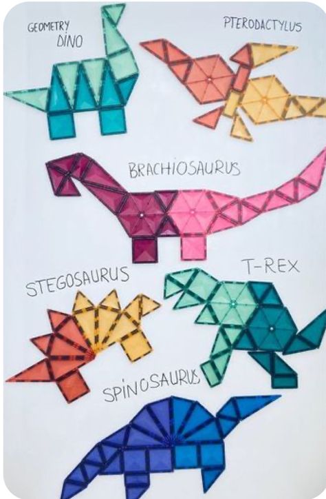 Magna Tiles, Block Center, Magnetic Tiles, Dino Party, Dinosaurs, School Year, Magnets, Pattern