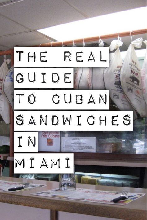 Here’s a guide with plenty pictures of all the different types of “Cuban Sandwiches” that you will encounter in Miami. #sandwichguide #cubansandwich #burgerbeast #inbeastwetrust Sandwich Station, Tortilla Pan, Cuban Mojo, Food Engineering, Guava And Cream Cheese, Cuban Restaurant, Potato Sticks, Cuban Bread, Secret Menu Items