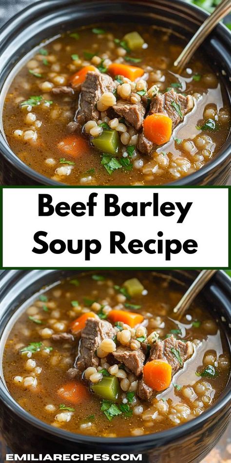 Searching for beef dinner recipes? This Beef Barley Soup offers a flavorful twist on classic beef recipes. It's one of the best soup ideas when you need healthy and easy dinner recipes with ground beef. Crockpot Beef Barley Soup, Tender Beef Stew, Beef And Barley Soup, Nutritious Vegetables, Barley Soup Recipe, Beef And Barley, Ms Recipes, Beef Barley, Beef Barley Soup