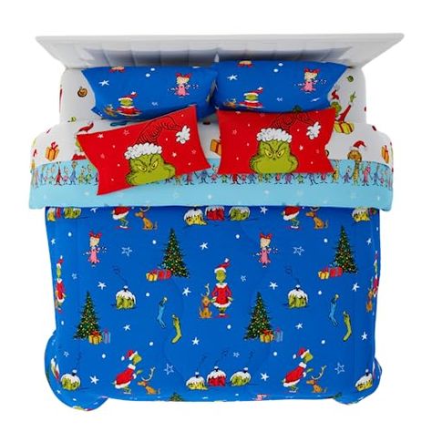 Grinch Bedroom Decor, Grinch Bedding, Grinch Bedroom, Holiday Bed, Cama King Size, Merry Grinchmas, Cindy Lou, Christmas Bedding, Soft Comforter