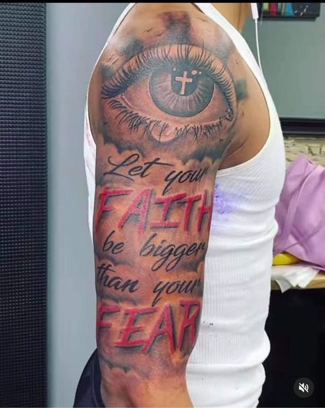 Proverb Tattoo Men, Top Arm Sleeve Tattoo For Men, Good Angel Bad Angel Tattoo Ideas, Third Eye Tattoo Men, Born Cursed Tattoo, Black And Proud Tattoo, Bet On Myself Tattoo, Black Guy Tattoos Ideas, Hustle In Silence Tattoo