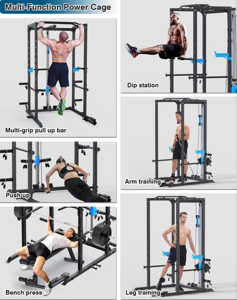 The most versatile, heavy duty power rack system on the market! Power cage with pulley system for a full body work out from home. Pulley System, Squat Rack, Ideal Body, Power Rack, Strength Training Workouts, Bicep Curls, Home Gym Equipment, Chin Up, Gymnastics Workout