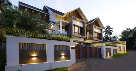 Kerala Interior Design, Kerala Interior, Kerala Home Plans, Guest House Plans, 5 Bedroom Home, Compound Wall Design, Kerala Home, Contemporary Modern House, Gate Designs Modern