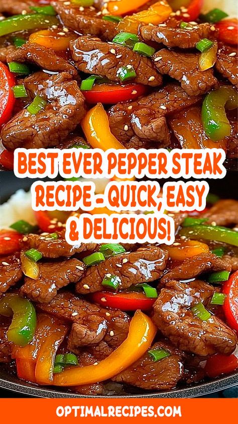 Craving a hearty dinner in under 30 minutes? This Best Ever Pepper Steak Recipe is a game-changer! Juicy strips of beef, vibrant peppers, and a savory sauce come together in one skillet for a flavor-packed meal that's as easy as it is delicious. Perfect for busy weeknights or a quick family dinner. Don't miss out on this mouthwatering dish – save it now and treat yourself to a new dinner favorite! 😍🍽 #PepperSteak #QuickRecipes #DinnerIdeas #EasyMeals Peppers Steak Recipe, Pepper Steak With Round Steak, Pepper Steak In Crock Pot Recipe, Minute Steak Ideas, Beef Tips And Peppers, Recipe Using Peppers, Easy Pepper Steak Recipe Simple, Peppers And Hamburger Recipes, Recipe For Pepper Steak