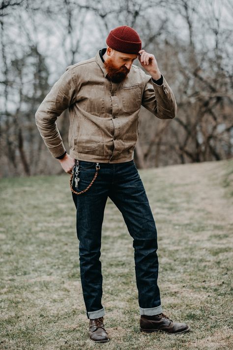 Brave Star 🌟 Cone Mills 13.5oz Heartland Selvage Canvas waxed jacket Red Wing Iron Ranger 8085 boots Handmade leather lanyard Red Wing Iron Ranger Outfit, Iron Ranger Boots Outfit, Iron Ranger Outfit, Red Wing Iron Ranger 8085, Bigger Men Fashion, Iron Ranger 8085, Red Wing Outfit, Redwing Iron Ranger, 60s Mens Fashion