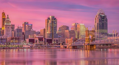 New York Brooklyn Bridge, Cincinnati Skyline, New York Brooklyn, Real Estate Guide, Pink City, Cincinnati Ohio, Stock Pictures, City Skyline, Brooklyn Bridge