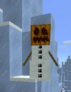 A snowman!!!! You can create them by two blocks of snow and a pumpkin head. Snowman Minecraft, Minecraft Snowman, Snowman Pumpkin, Minecraft Pumpkin, Pumpkin Snowmen, Pumpkin People, Two Blocks, Minecraft Games, Pumpkin Head