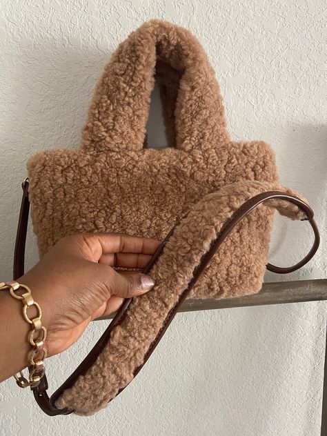 Sherpa Accessories, Sherpa Bag, Fleece Bag, Fuzzy Bag, Plush Bags, Crossbody Tote Bag, Strap Top, Crossbody Tote, Strap Tops