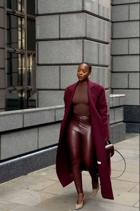 Discover how to style chic burgundy outfits for fall with our guide. From cozy sweaters and leather skirts to bold blazers and statement accessories, find the perfect burgundy look for any occasion. Burgundy Outfit Ideas, Burgundy Outfits For Women, Burgundy Outfit Aesthetic, Burgundy Outfit Ideas Color Combos, Burgundy Outfits Female, Burgundy Outfit Ideas Classy, Burgundy Outfit Black Woman, Burgundy Outfit Ideas Casual, Burgundy Outfits For Women Casual Fall Burgundy Outfit, Maroon And Brown Outfit, Black And Maroon Outfit, Burgundy And Brown Outfit, Burgundy Winter Outfits, Burgundy Leather Skirt Outfit, Outfit Ideas Burgundy, Burgundy Leggings Outfit, Red Bodysuit Outfit