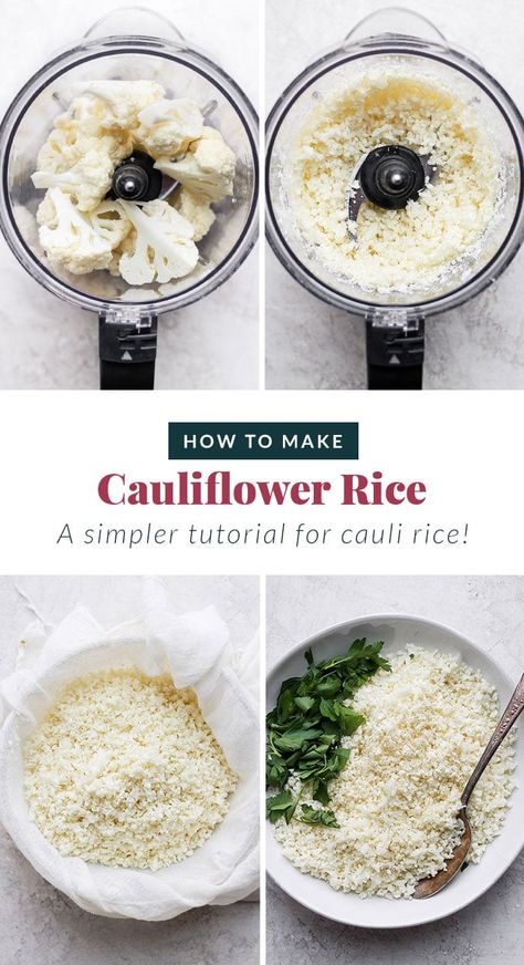 Make a batch of cauliflower rice from home! Recipes Whole 30, Making Cauliflower Rice, Make Cauliflower Rice, Cauliflower Rice Easy, Carb Substitutes, Low Carb Rice, Low Carb Meatloaf, Cauliflower Couscous, How To Make Cauliflower