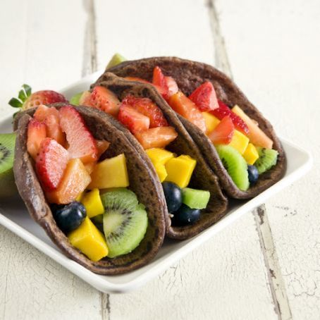 Fruit Tacos with Chocolate Tortillas Recipe - (4.5/5) Chocolate Taco Shells, Chocolate Tortilla, Fruit Tacos, Fruit Taco, Chocolate Taco, Taco Shell Recipe, Tortillas Recipe, Tortilla Shells, Mint Ice Cream