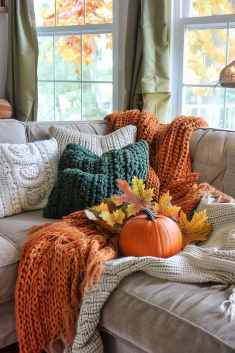 21 Cozy Fall Decor Ideas will inspire you to embrace the season and enjoy everything autumn offers. #modernfalldecor #cozyhome #homedecorideaslivingroom #modernfalldecor Fall Decor Ideas For The Home Boho, Autumn Apartment, Everything Autumn, Cozy Fall Bedroom, Fall Bedroom Decor, Neutral Fall Decor, Fall Bedding, Cozy Fall Decor, Fall Bedroom