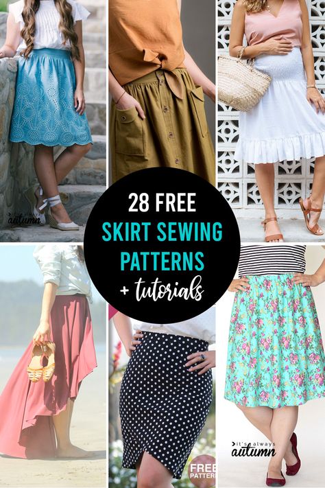 28 free skirt sewing patterns Free Skirt Patterns For Women, Skirt Patterns Sewing Free, Diy Skirt Pattern, Boho Skirt Pattern, Sewing Skirts Patterns, Skirt Sewing Pattern Free, Repurposing Clothes, Skirt Sewing Patterns, How To Make A Skirt