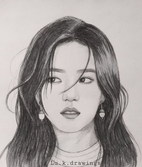 283 Likes, 12 Comments - Lu (@lu.k.drawings) on Instagram: “Jisoo! 🖤💗 #지수 . . . #blackpinkart  #jisoofanart  #jisooart  #blackpinkfanart” Kpop Drawings Blackpink Jisoo, Fruit Art Drawings, Pencil Sketches Easy, Black Ink Art, Abstract Pencil Drawings, Realistic Sketch, Pencil Sketch Images, Girl Drawing Sketches, Animation Art Sketches