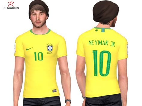 remaron's Brazil World Cup shirt for men Sims 4 Soccer Jersey, Sims 4 Cc Men Outfits, The Sims 4 Pack, Brazil T Shirt, World Cup Shirts, Brazil Shirt, Sims 4 Male Clothes, Brazil World Cup, Sims 4 Cas Mods