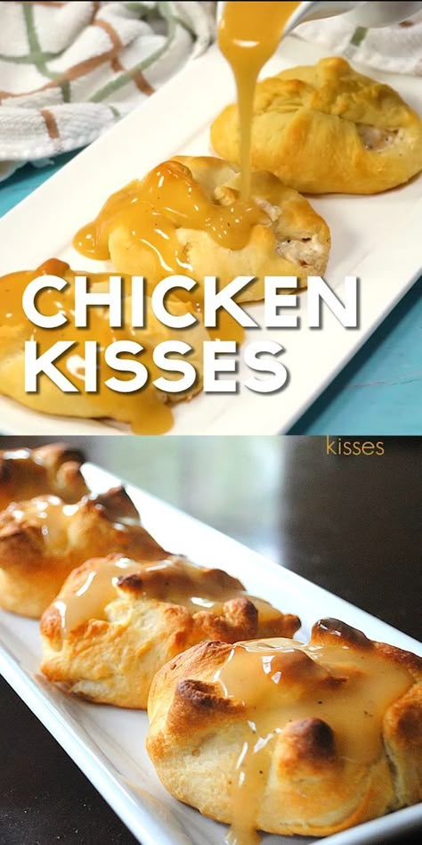 Chicken Kisses, Crescent Pockets, Chicken Pillows, Shugary Sweets, Tandoori Masala, Crescent Roll Recipes, Crescent Roll, Crescent Rolls, Shredded Chicken