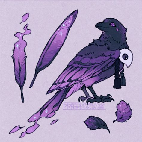 A Crow, Posca Art, Mythical Animal, Creature Drawings, Tail Feathers, Fantasy Creatures Art, Concept Art Drawing, Mythical Creatures Art, Creature Concept Art