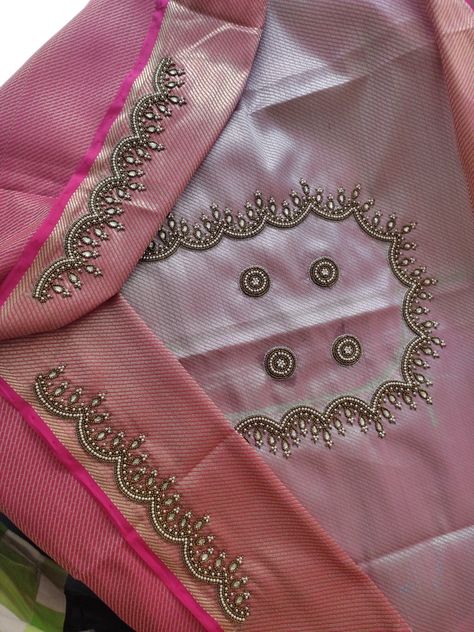 Thread Work Aari Design, Silver Zari Work Blouse, Normal Saree, Gold Blouse Designs, Basic Blouse Designs, Aari Blouses, Magam Work Designs, Aari Design, Bridal Blouses